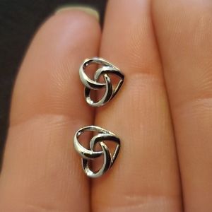 New Heart Shaped Celtic Knot Silver Stud Earrings.